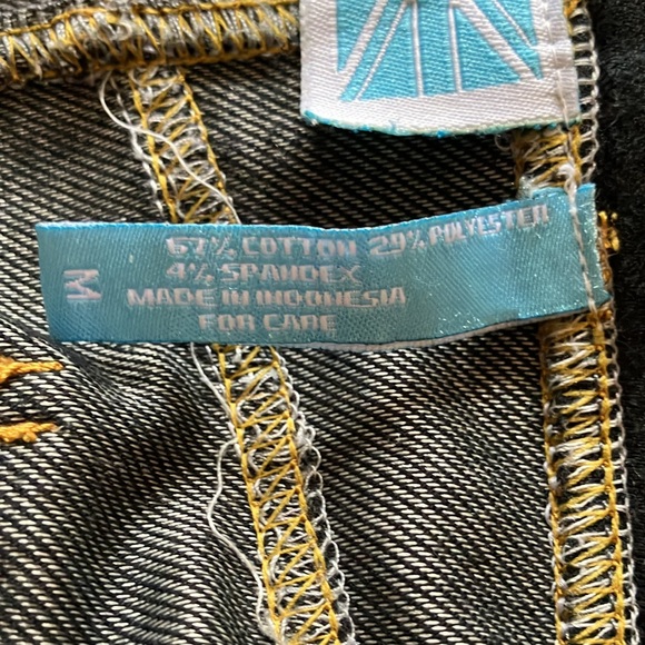 Black knit denim pull on maxi skirt with gold stitching - Picture 4 of 6